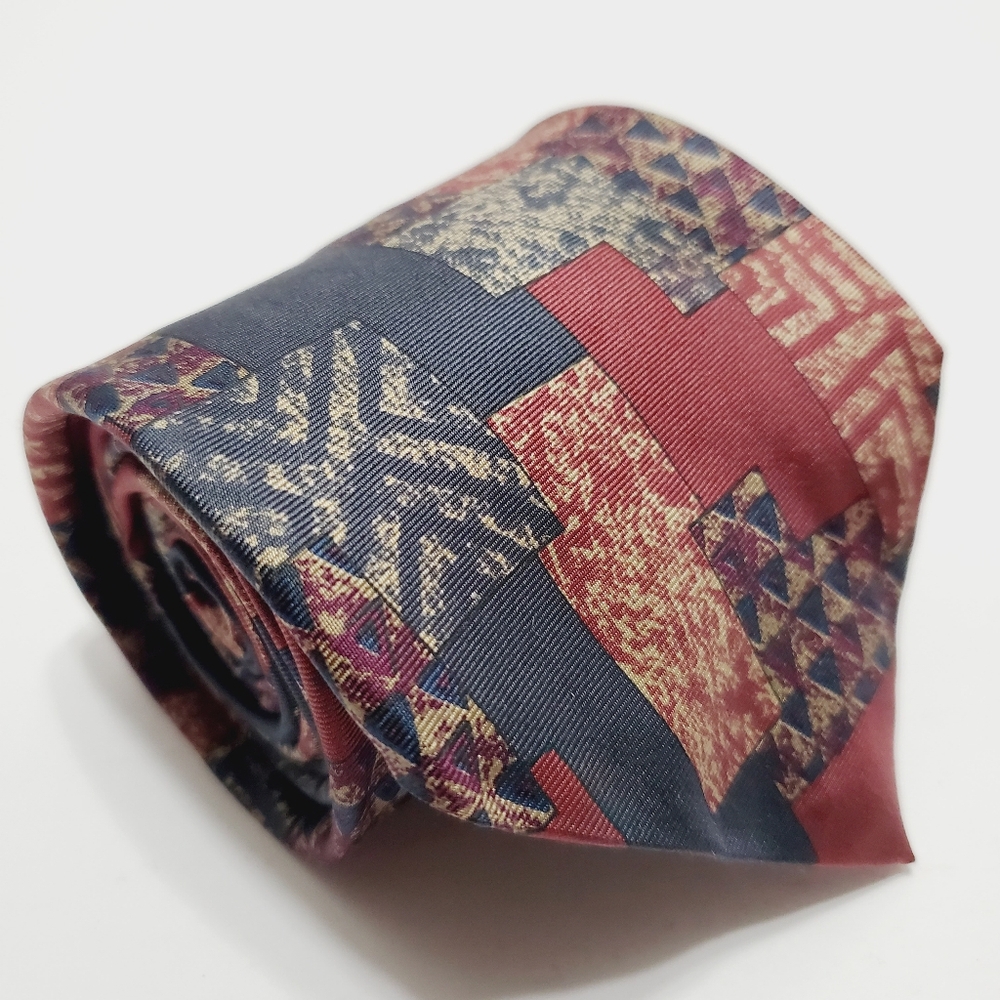 Barbara Blank Men's Necktie Red & Blue Abstract Pattern 62x4"